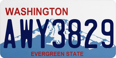 WA license plate AWY3829