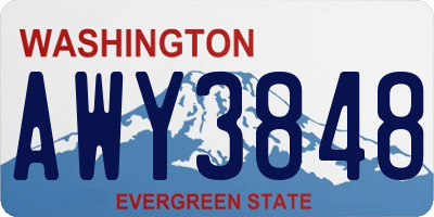 WA license plate AWY3848