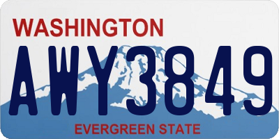 WA license plate AWY3849