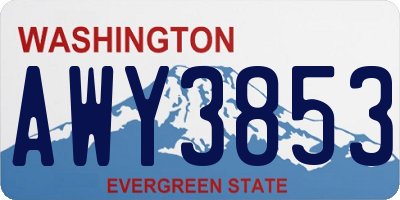 WA license plate AWY3853