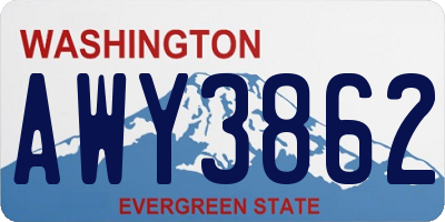 WA license plate AWY3862