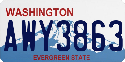 WA license plate AWY3863
