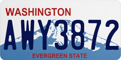 WA license plate AWY3872