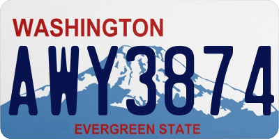 WA license plate AWY3874