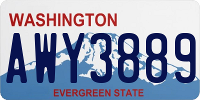 WA license plate AWY3889