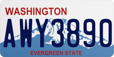 WA license plate AWY3890