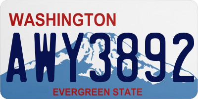 WA license plate AWY3892