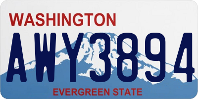 WA license plate AWY3894