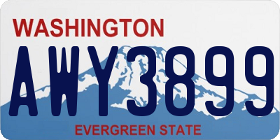 WA license plate AWY3899