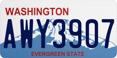 WA license plate AWY3907