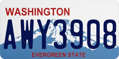 WA license plate AWY3908