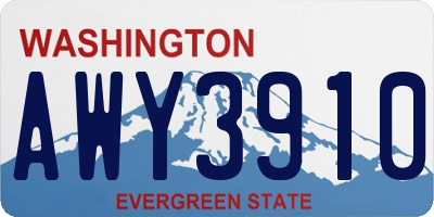 WA license plate AWY3910