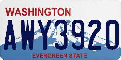 WA license plate AWY3920
