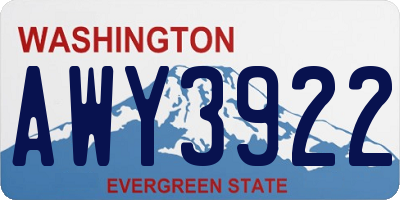 WA license plate AWY3922