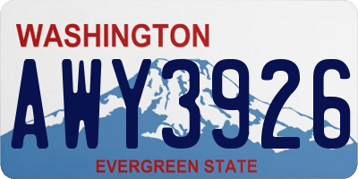 WA license plate AWY3926
