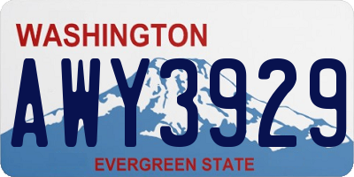WA license plate AWY3929