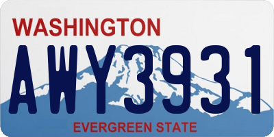 WA license plate AWY3931