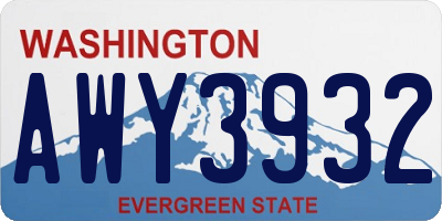 WA license plate AWY3932