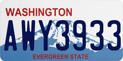 WA license plate AWY3933