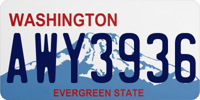 WA license plate AWY3936