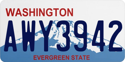 WA license plate AWY3942