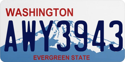 WA license plate AWY3943