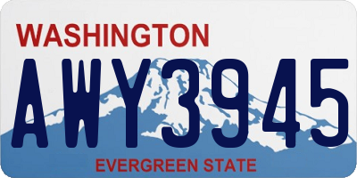 WA license plate AWY3945