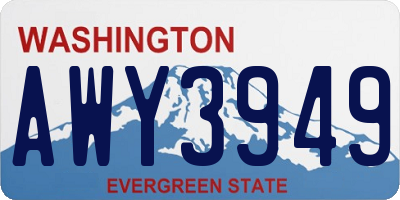 WA license plate AWY3949