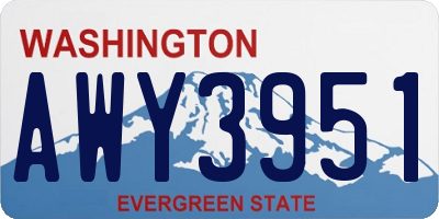 WA license plate AWY3951