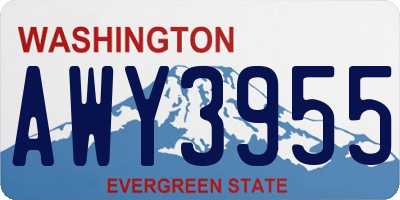 WA license plate AWY3955