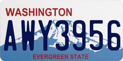 WA license plate AWY3956