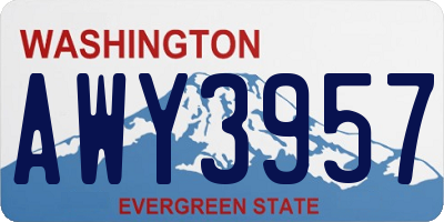 WA license plate AWY3957