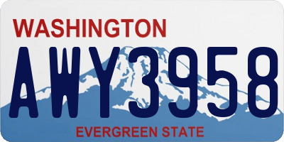 WA license plate AWY3958