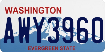 WA license plate AWY3960