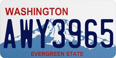 WA license plate AWY3965