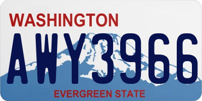 WA license plate AWY3966