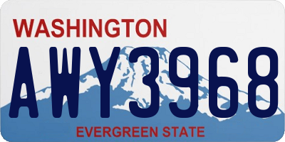 WA license plate AWY3968