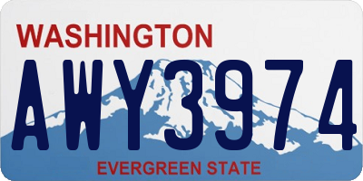 WA license plate AWY3974