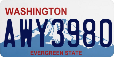 WA license plate AWY3980