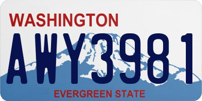 WA license plate AWY3981