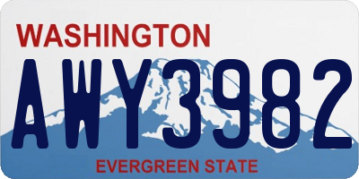 WA license plate AWY3982