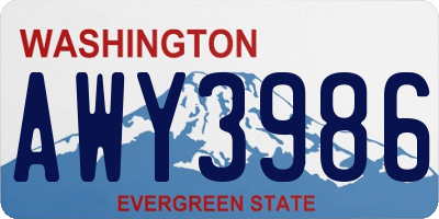 WA license plate AWY3986