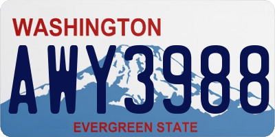 WA license plate AWY3988