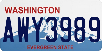 WA license plate AWY3989