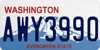 WA license plate AWY3990