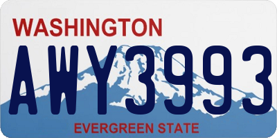 WA license plate AWY3993