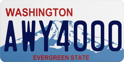 WA license plate AWY4000