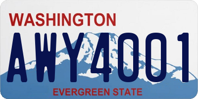 WA license plate AWY4001