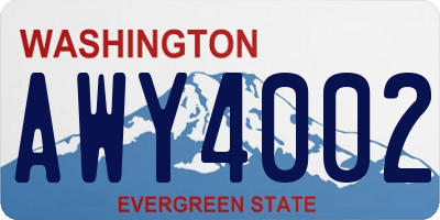WA license plate AWY4002