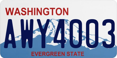 WA license plate AWY4003